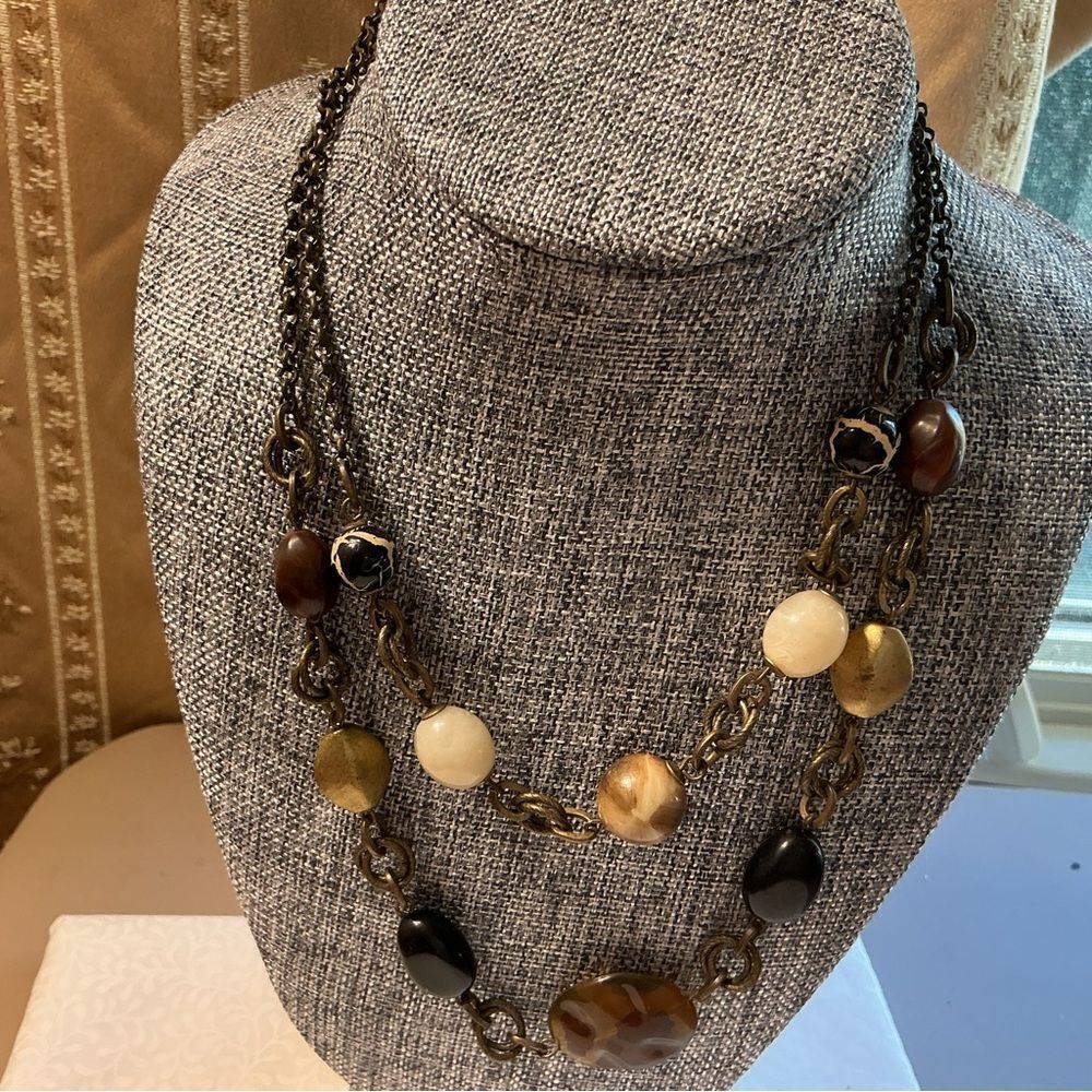Coppertone Double Strand Beaded Necklace